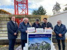 Pose 1ère pierre - Les Allées Douces - Mettray - Groupe Gambetta - De gauche à droite : Vincent HENNERON, directeur général de Valloire Habitat, Jean-François ESCUDIER, président de Valloire Habitat, Fabrice FERAY, architecte de l'atelier d'architecture Bl